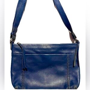 SAK ALL LEATHER, Navy Blue Shoulder Bag with Wicking EUC